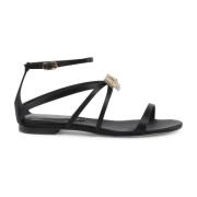 Satin Ankelrem Sandal med Swarovski Bue