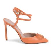 Orange Lace-Up Stiletto Pump