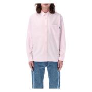 Pink Broderet Oxford Skjorte