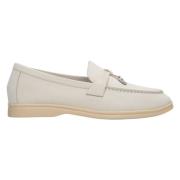 Kvinders Lyse Beige Tassel Loafers lavet af Nubuck