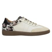 Kvinders Beige Animal Print Sneakers lavet af Italiensk Ægte Læder ER00114893