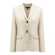 Beige Linen Blazer med Lommer