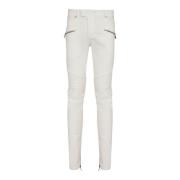 Biker jeans i hvid denim