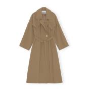 Beige Oversized Twill Trench Coat