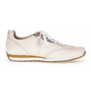 Læder Sneaker med Dobbelt Lynlåse - Beige