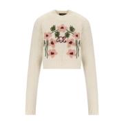 Blomstret Jacquard Creme Sweater