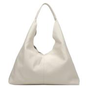 Kvinders Creme Beige Hobo Taske lavet af Premium Italiensk Læder ER00115412