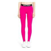 Fuchsia Logo Leggings Elastisk Talje