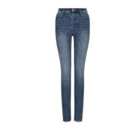 Højtaljede smalle jeans indigo denim