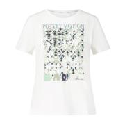 Blomstret Print T-shirt med Skinnende Sten