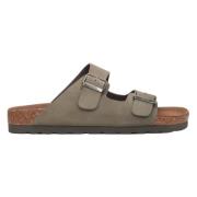 Herre Khaki Nubuck Slide Sandaler med Tykke Stropper ER00115495