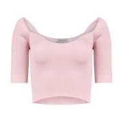 Pink Heart Neckline Cropped Top