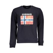 Blå Casual Sweatshirt med Rund Hals