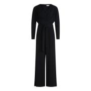 Bæltet jumpsuit med V-udskæring