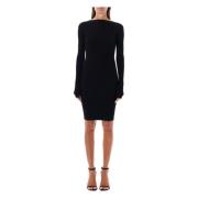 Sort Ribstrikket Bodycon Kjole