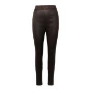 Højtaljede brune acetat leggings