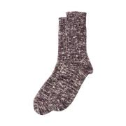 Burgundy Slub Crew Socks