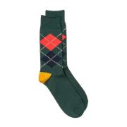 Argyle Crew Socks Dark Green/Yellow