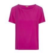 Silke Fuchsia T-shirt med Rund Hals