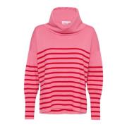 Stribet Cowlneck Pullover Sweater Chateau Rose