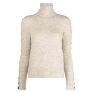 Beige Turtleneck Pullover Lange Ærmer