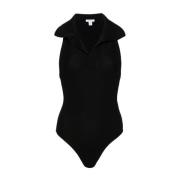 Sort Ærmeløs Polo Bodysuit