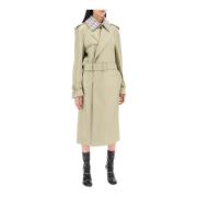 Dobbelt-Brystet Læder Trench Coat