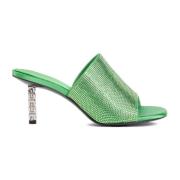 Grøn Satin Strass Mules