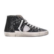 Sorte Høje Sneakers Læder Ruskind Glitter