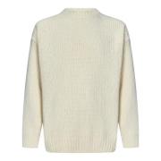 Hvid Crew Neck Bomuld Strik Sweater