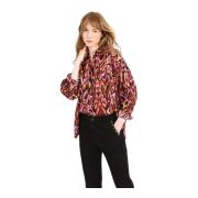 Printet Flowy Bluse - Multifarvet