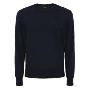 Blå Logo Sweater Uld Jacquard