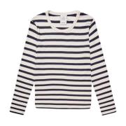 Stribet Langærmet T-shirt Navy