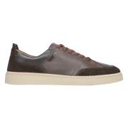 Herrebrune lavtop sneakers lavet af premium italiensk læder og velour ER00115642