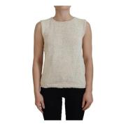 Beige Ærmeløs Tank Top Bomuldsblanding