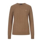 Brun Kabelstrik Sweater Kamel