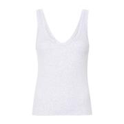 Sølv Ribbet Bomuld Tank Top