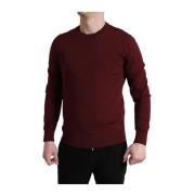 Burgundy Wool Crew Neck Sweater