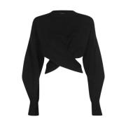 Ribbet Crew-Neck Uld-Blanding Sweater