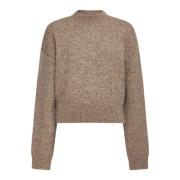 Beige Melange Mock Neck Sweater