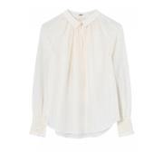 Feminine Bluse med V-udskæring og Smock-manchetter