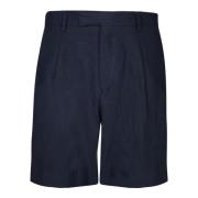 Blå Linned Bermuda Shorts