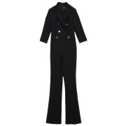 Sort Dobbeltbrystet Flared Jumpsuit