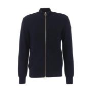 Uld Zip Sweater Navy Blue