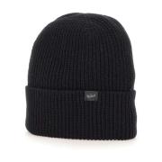 Sort Ribstrikket Beanie Hat