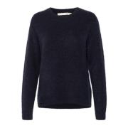 Marineblå Strik Pullover Sweater