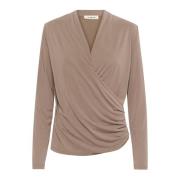 Wrap Bluse med Draperede Effekter