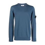 Blå Logo-Patch Crew Neck Jumper