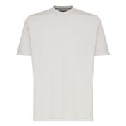 Beige Bomuld T-shirt med Rund Krave