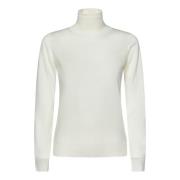 Hvid Ribstrikket Turtleneck Sweater